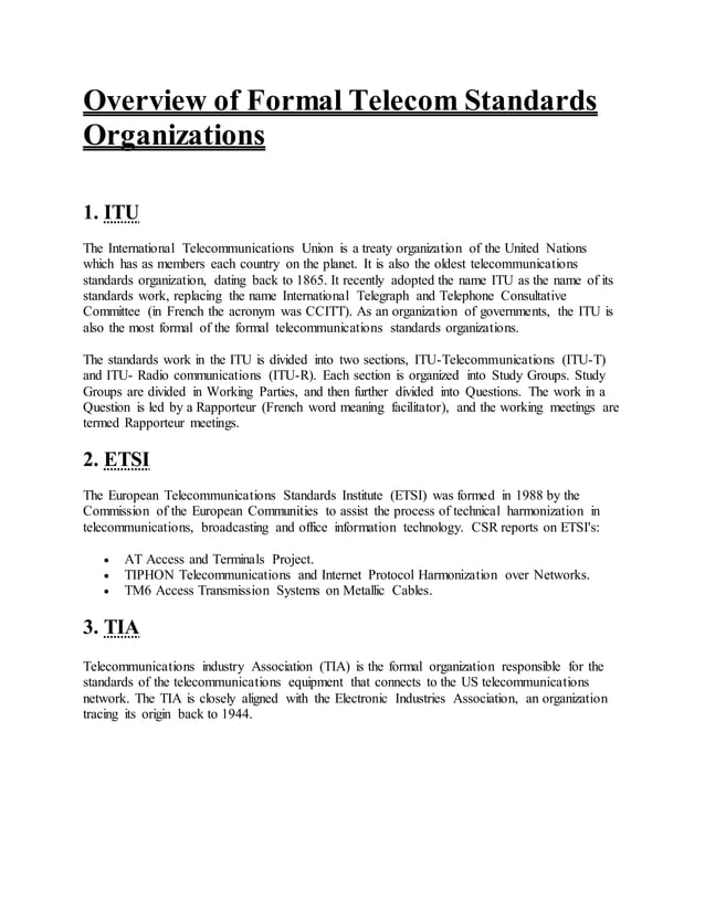 International Standardization Bodies