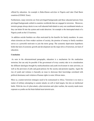 International terrorism scope, causes and the role of education in ...