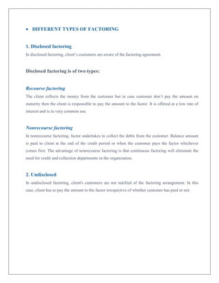 Factoring Disclosure Examples International Trade Finance Summer Internship Project | DOCX