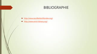 BIBLIOGRAPHIE
 http://www.oecdbetterlifeindex.org/
 http://www.oecd-ilibrary.org/
 