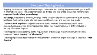 Structure of Shipping Services
Shipping services are organised according to the nature and trading requirements of goods t...
