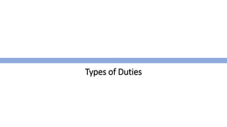 Types of Duties
 