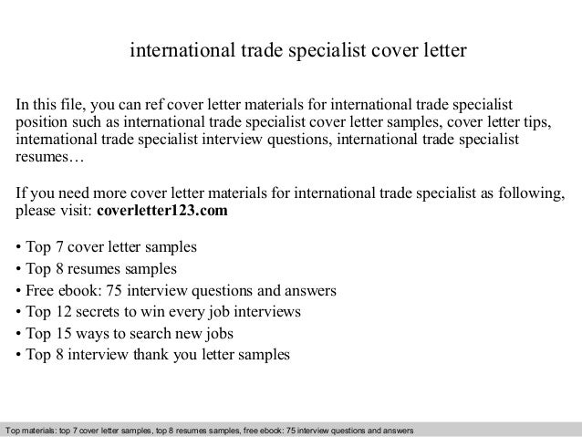 International trade specialist cover letter