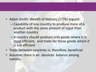 Free trade theory.……..