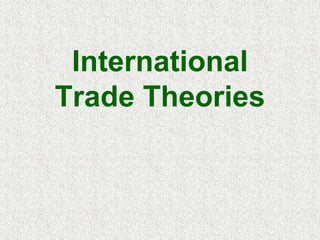 International
Trade Theories
 