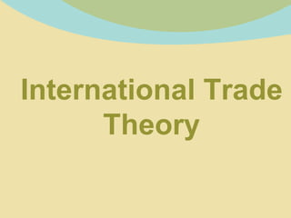 International Trade
Theory
 
