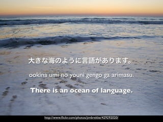 ookina umi no youni gengo ga arimasu.

There is an ocean of language.


     http://www.ﬂickr.com/photos/jimbrekke/429292020/
 