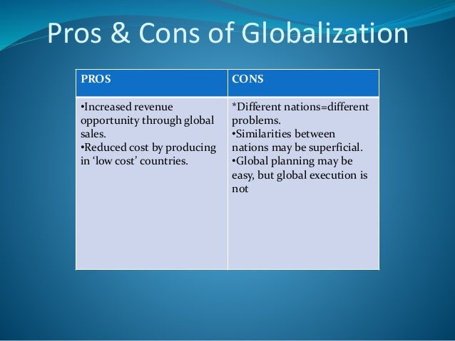 Globalisation pros and cons essay