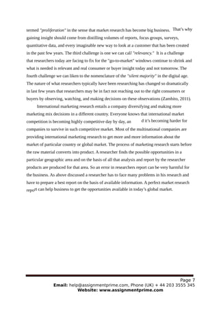 Trade Research Assignment Example International Marketing Research Assignment Sample | PDF