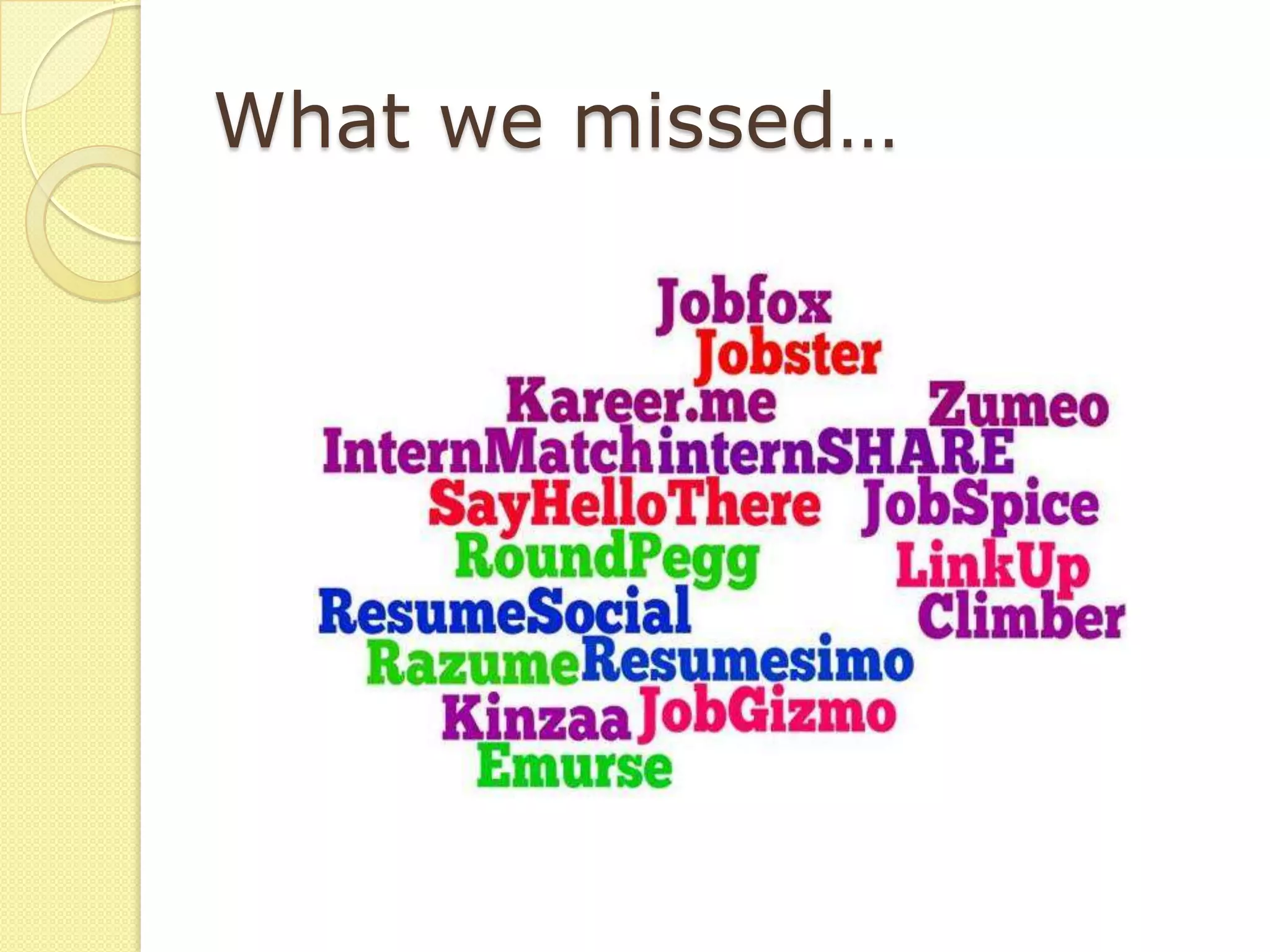 What we missed…
 