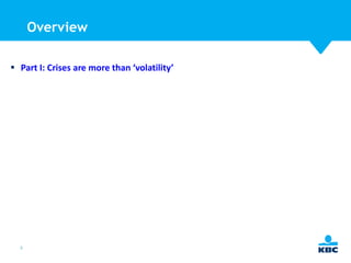 Overview
 Part I: Crises are more than ‘volatility’

3

 