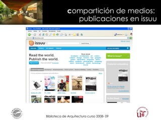 c ompartición de medios:  publicaciones en issuu 