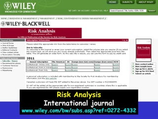 Risk AnalysisInternational journalwww.wiley.com/bw/subs.asp?ref=0272-4332