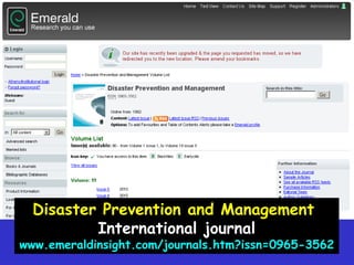 Disaster Prevention and ManagementInternational journalwww.emeraldinsight.com/journals.htm?issn=0965-3562