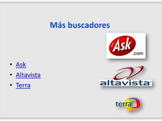 Más buscadores



• Ask
• Altavista
• Terra
 