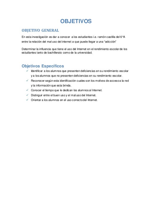 Proyecto De Cesca Del Mal Uso Del Internet