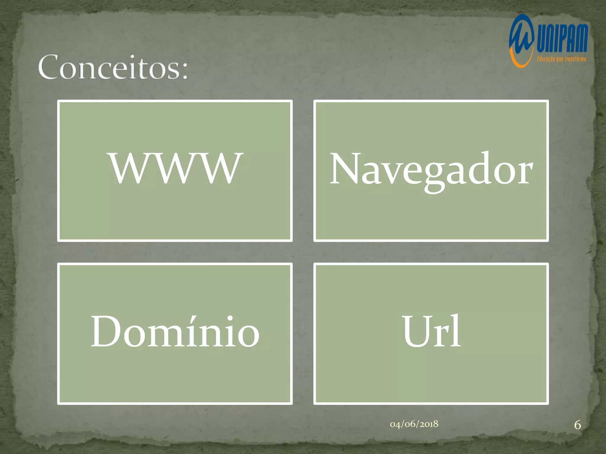 WWW Navegador
Domínio Url
04/06/2018 6
 