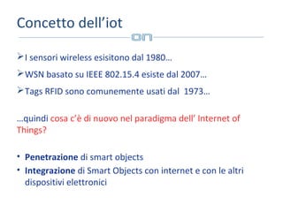 The IoT: Domini di Applicazione

Source: L. Atzori et al.”The Internet of Things: A Survey”
Computer Networks (54)18, 2010

 