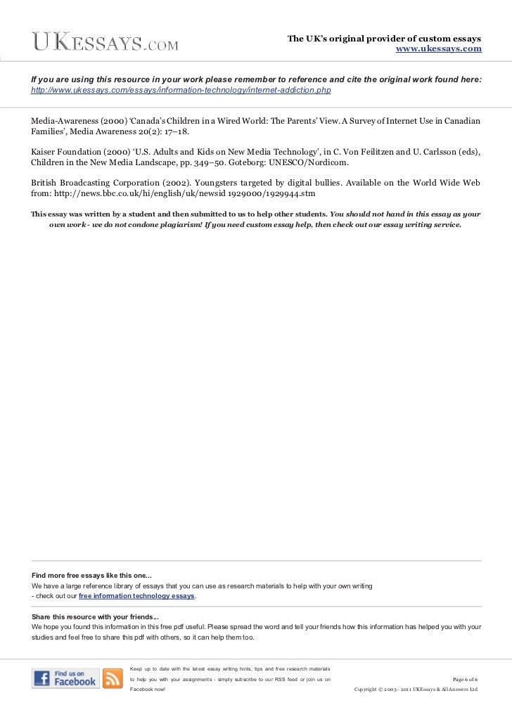 Information Technology Essays Internet Addiction English Essays Book also A Modest Proposal Ideas For Essays Essay Of Health