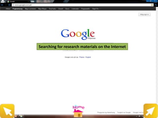 Searching for research materials on the Internet
 