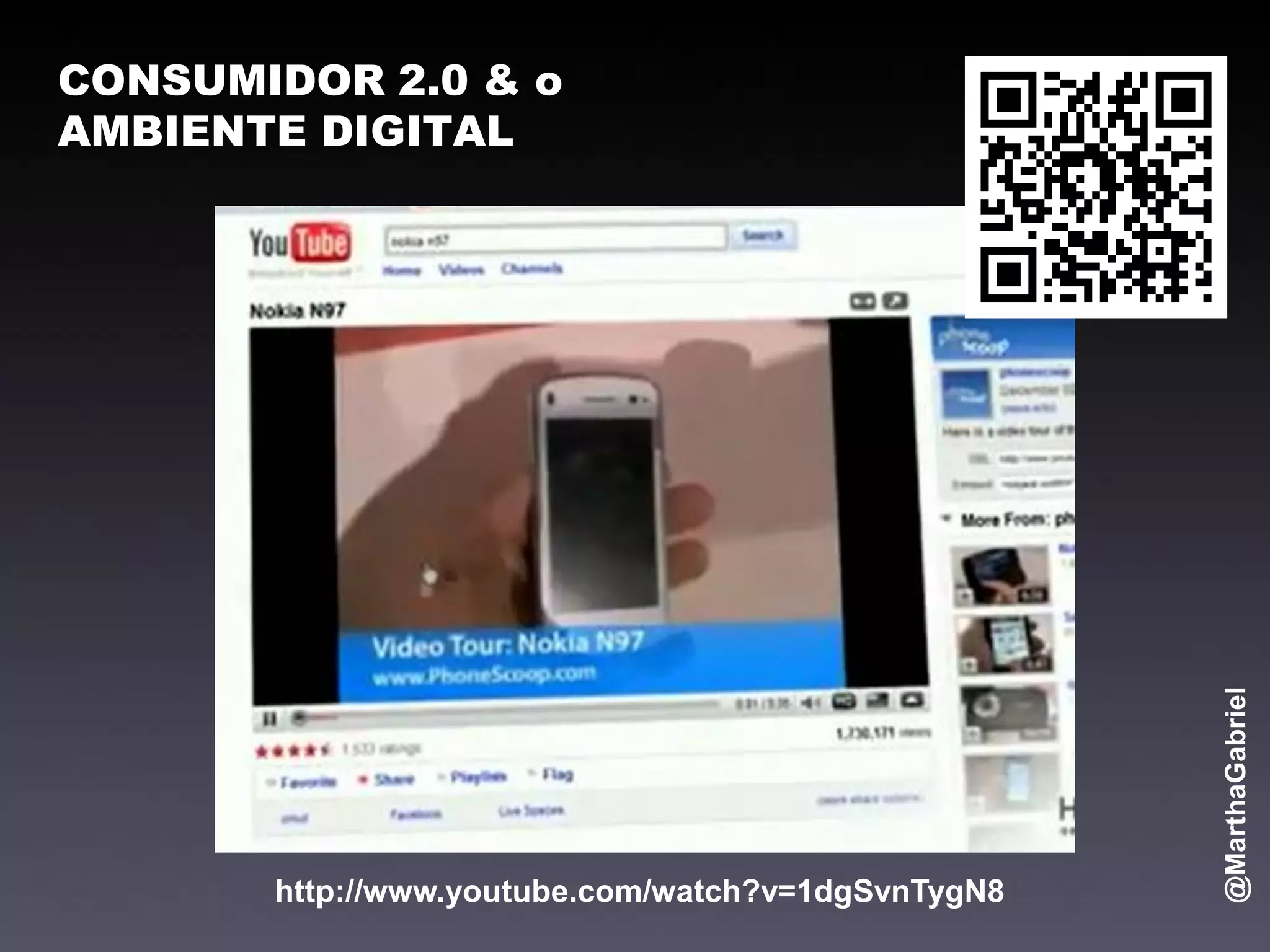 CONSUMIDOR 2.0 & o
AMBIENTE DIGITAL




                                                    @MarthaGabriel
       http://www.youtube.com/watch?v=1dgSvnTygN8
 
