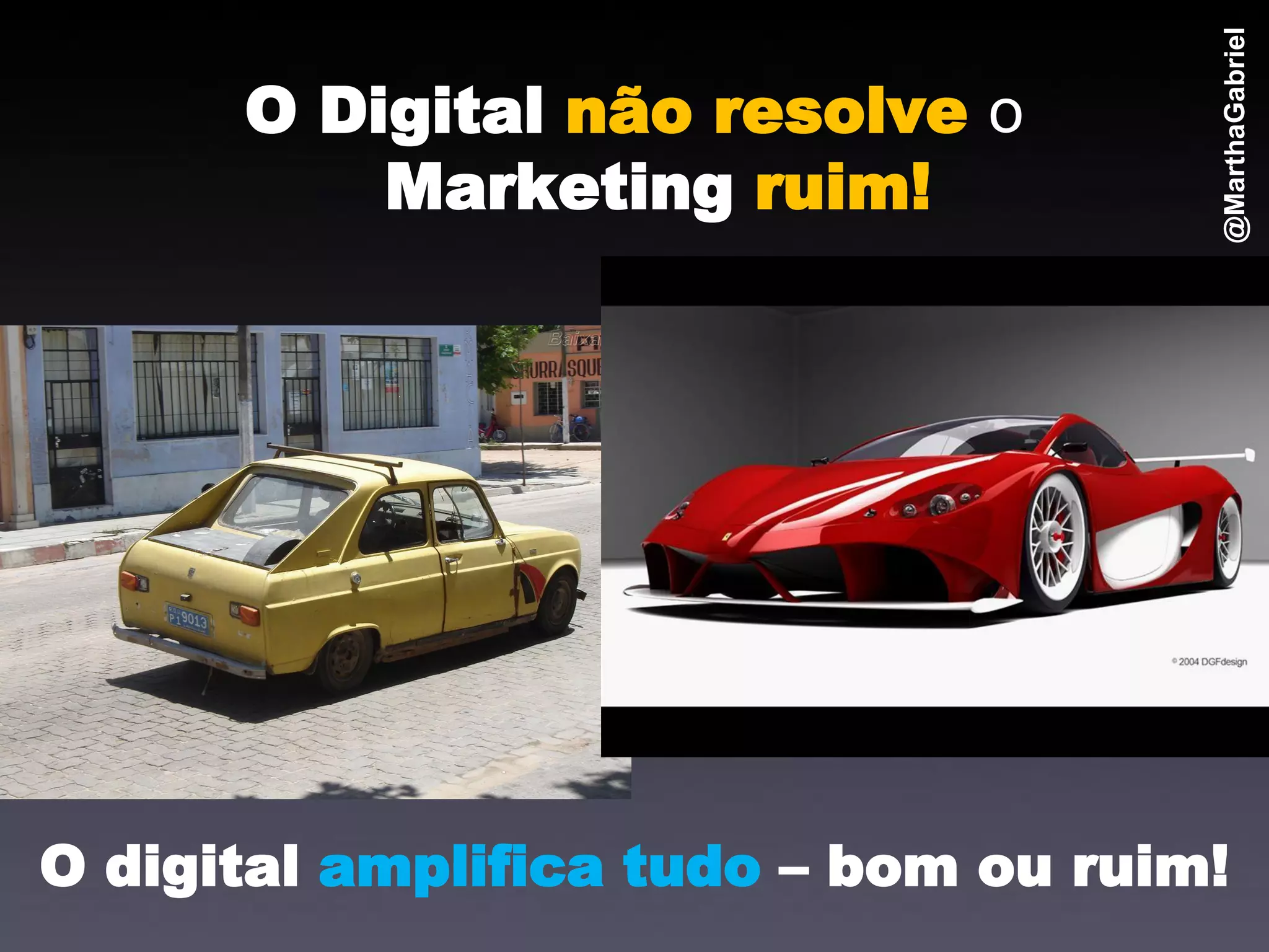 @MarthaGabriel
      O Digital não resolve o
          Marketing ruim!




O digital amplifica tudo – bom ou ruim!
 