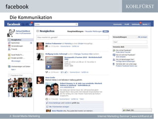 KOHLFÜRST
Internet Marketing Seminar | www.kohlfuerst.at
facebook
2. Social Media Marketing
Die Kommunikation
 