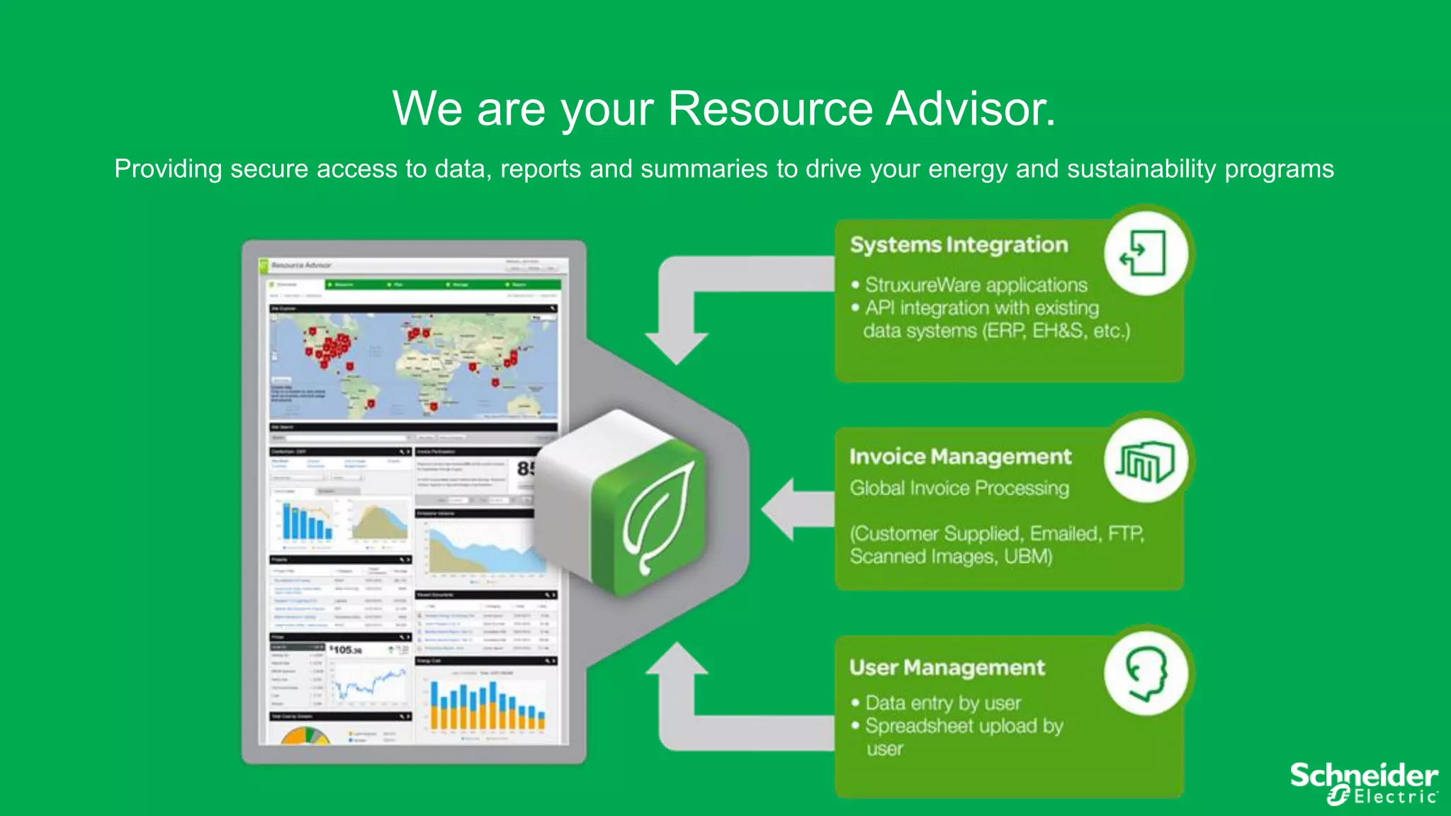 We are your Resource Advisor.
Providing secure access to data, reports and summaries to drive your energy and sustainability programs

 