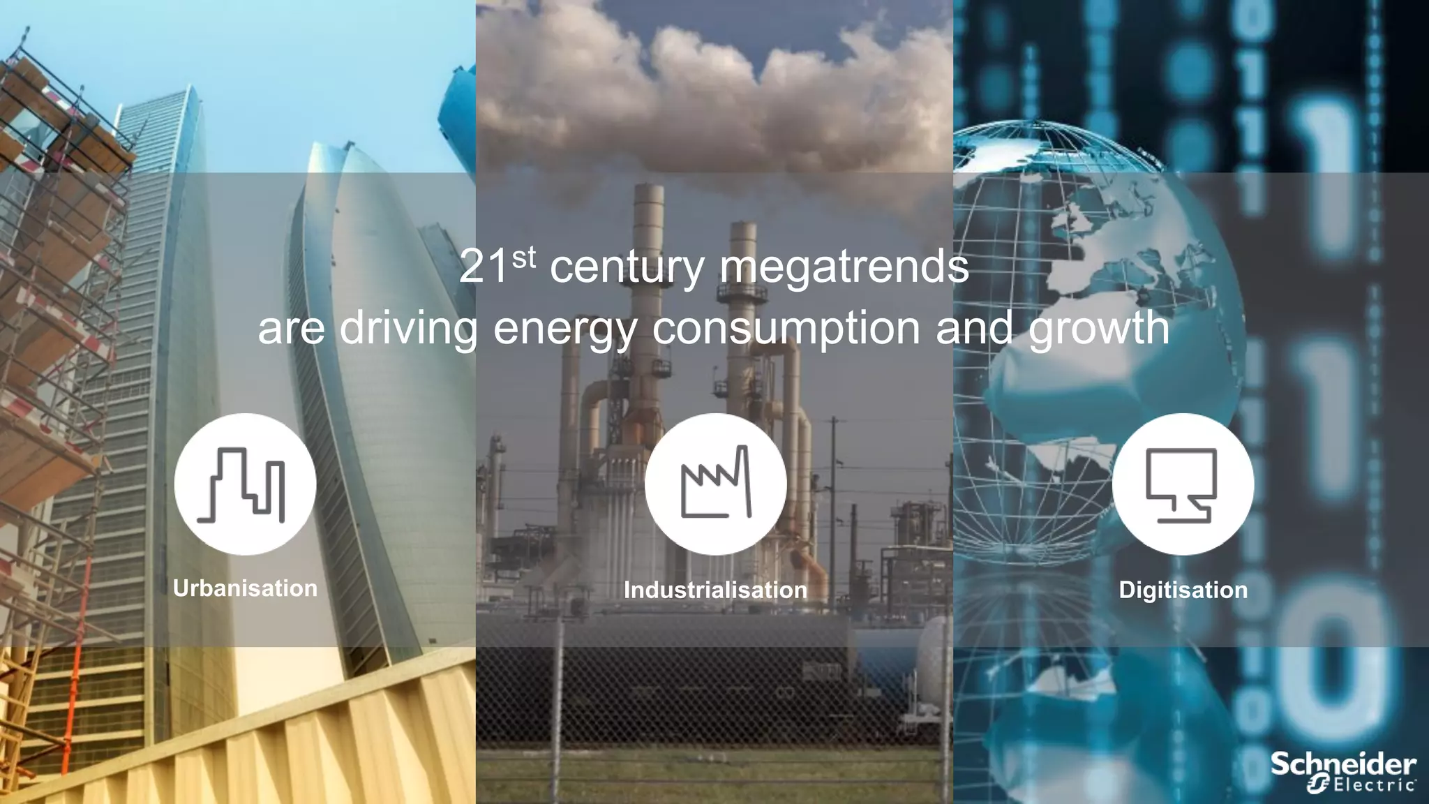 21st century megatrends
are driving energy consumption and growth

Urbanisation

Industrialisation

Digitisation

 