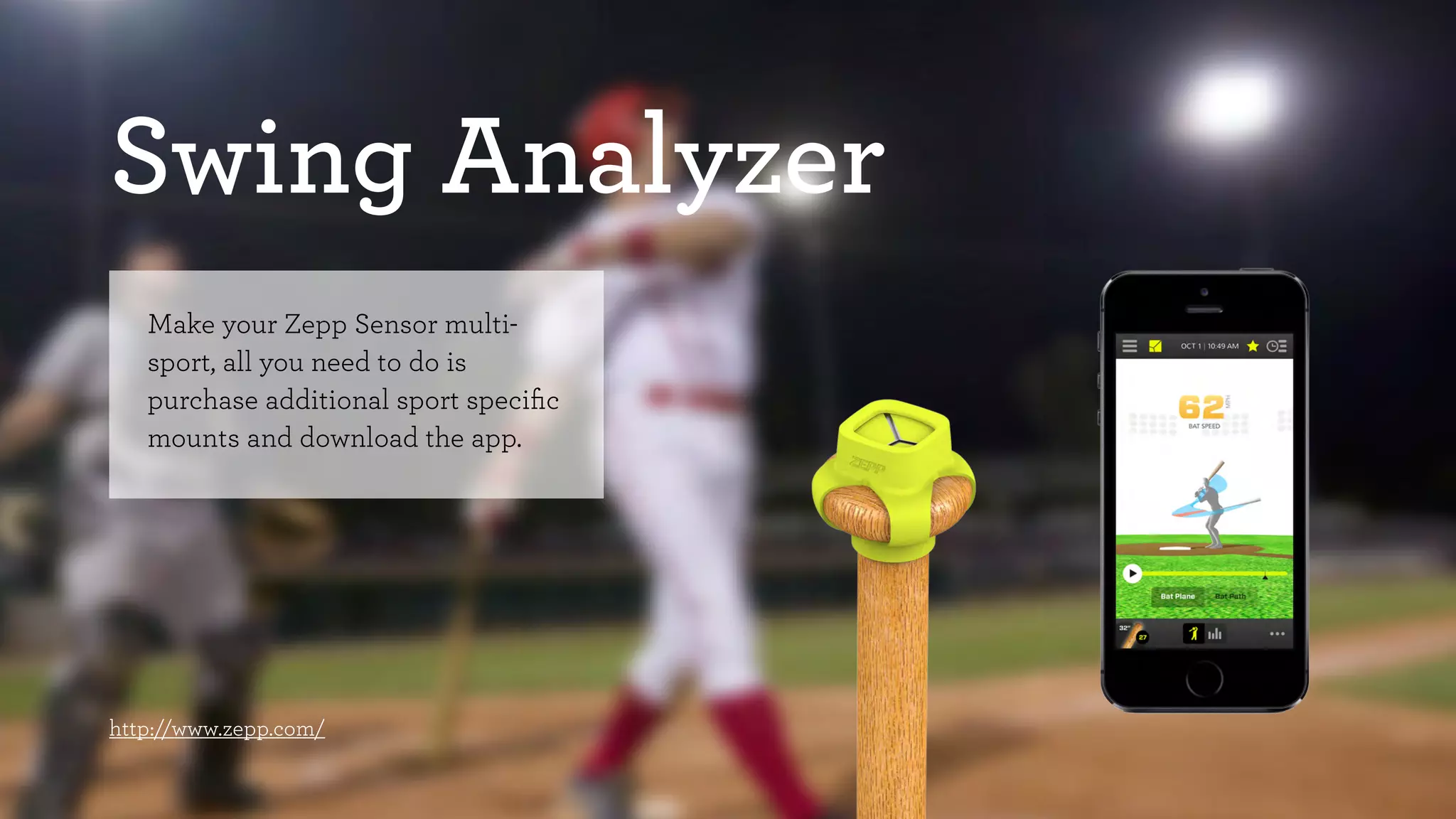 Swing Analyzer 
Make your Zepp Sensor multi-sport, 
all you need to do is 
purchase additional sport specific 
mounts and download the app. 
http://www.zepp.com/ 
 