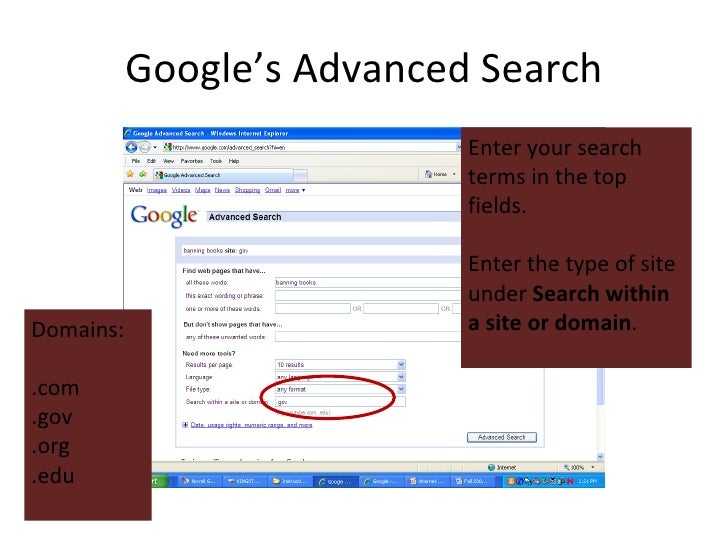 Search Tips (Google)