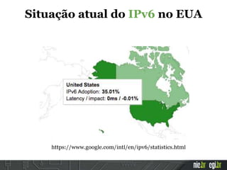 Situação atual do IPv6 no EUA
https://www.google.com/intl/en/ipv6/statistics.html
 