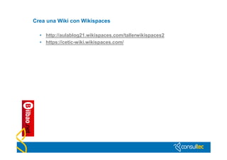 Crea una Wiki con Wikispaces

  • http://aulablog21.wikispaces.com/tallerwikispaces2
  • https://cetic-wiki.wikispaces.com/
 