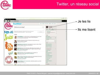 Twitter, un réseau social Je les lis Ils me lisent 