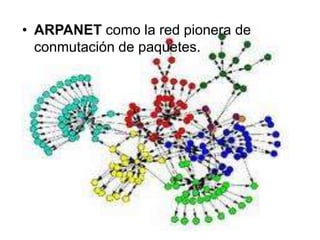 ARPANETcomo la red pionera de conmutación de paquetes.