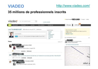 VIADEO http://www.viadeo.com/
35 millions de professionnels inscrits
 