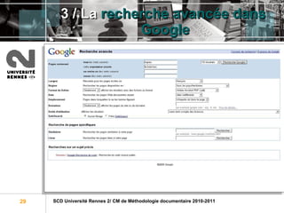 3 / La  recherche avancée dans  Google 