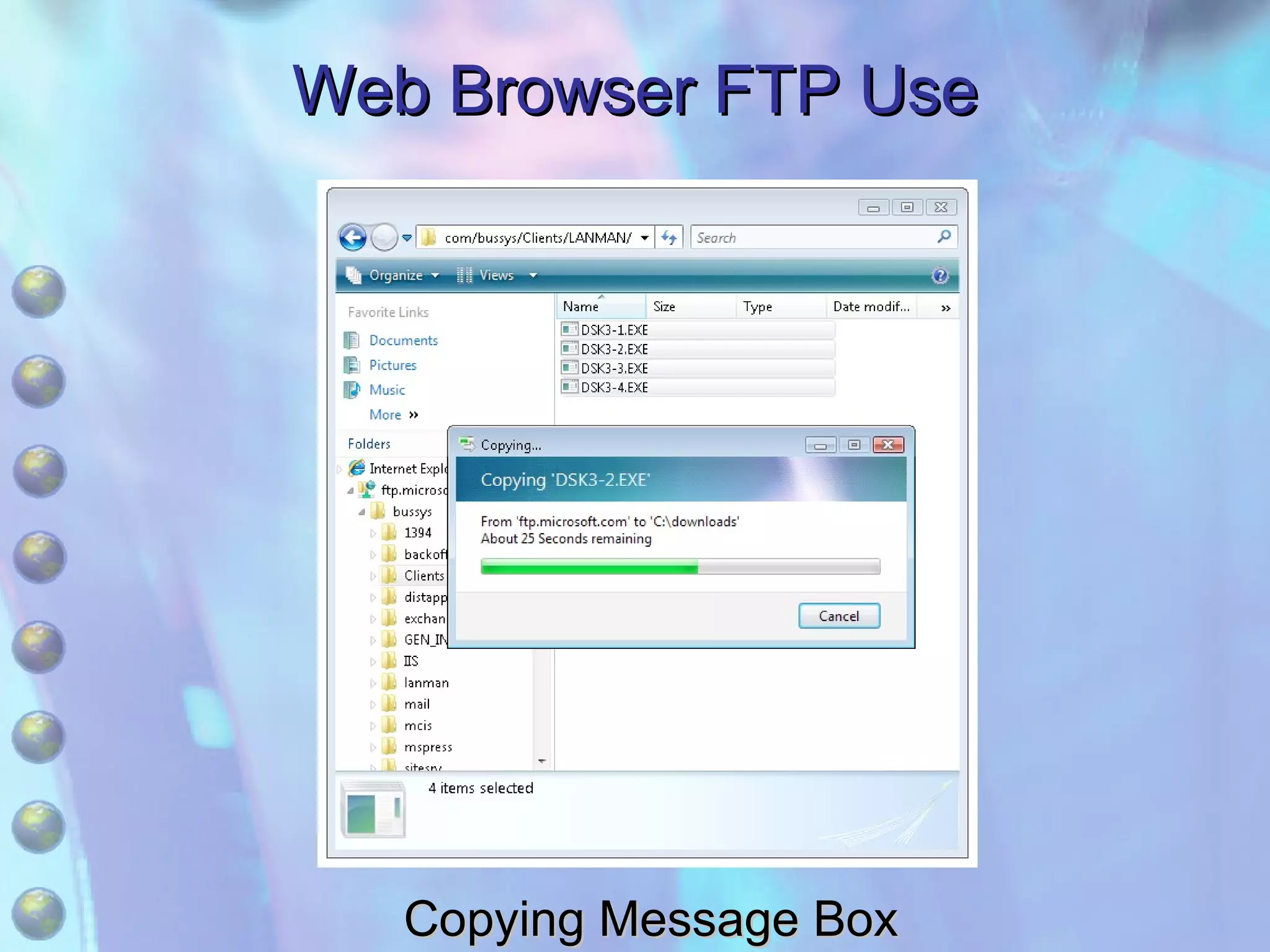 Web Browser FTP Use Copying Message Box 
