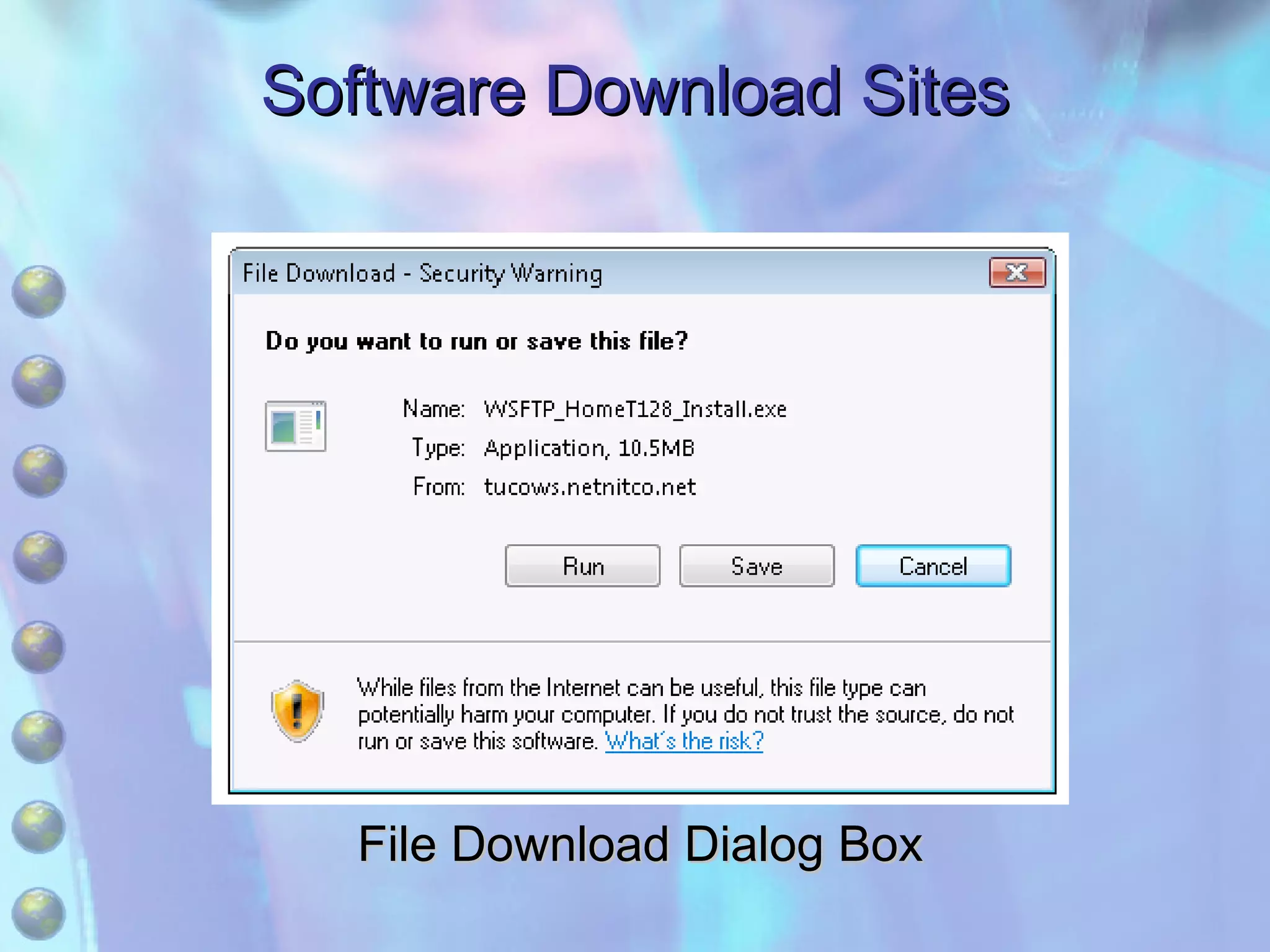 Software Download Sites File Download Dialog Box 