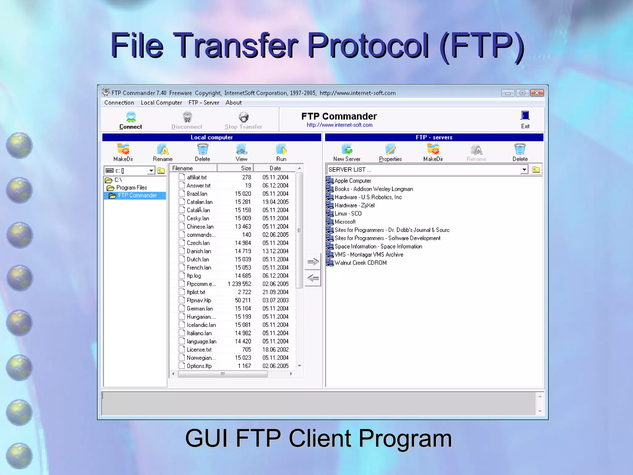 File Transfer Protocol (FTP) GUI FTP Client Program 