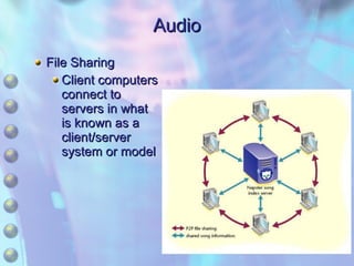 Audio File Sharing Client computers  connect to  servers in what  is known as a  client/server  system or model 