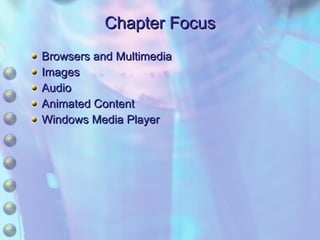 Chapter Focus Browsers and Multimedia Images Audio Animated Content Windows Media Player 