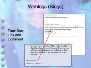 Weblogs (Blogs) TrackBack  Link and  Comment 