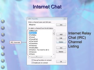 Internet Chat IRC channels Internet Relay Chat (IRC) Channel Listing 