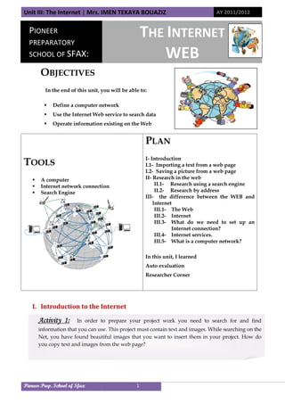 Unit3 :Internet 7th grade 2012 | PDF