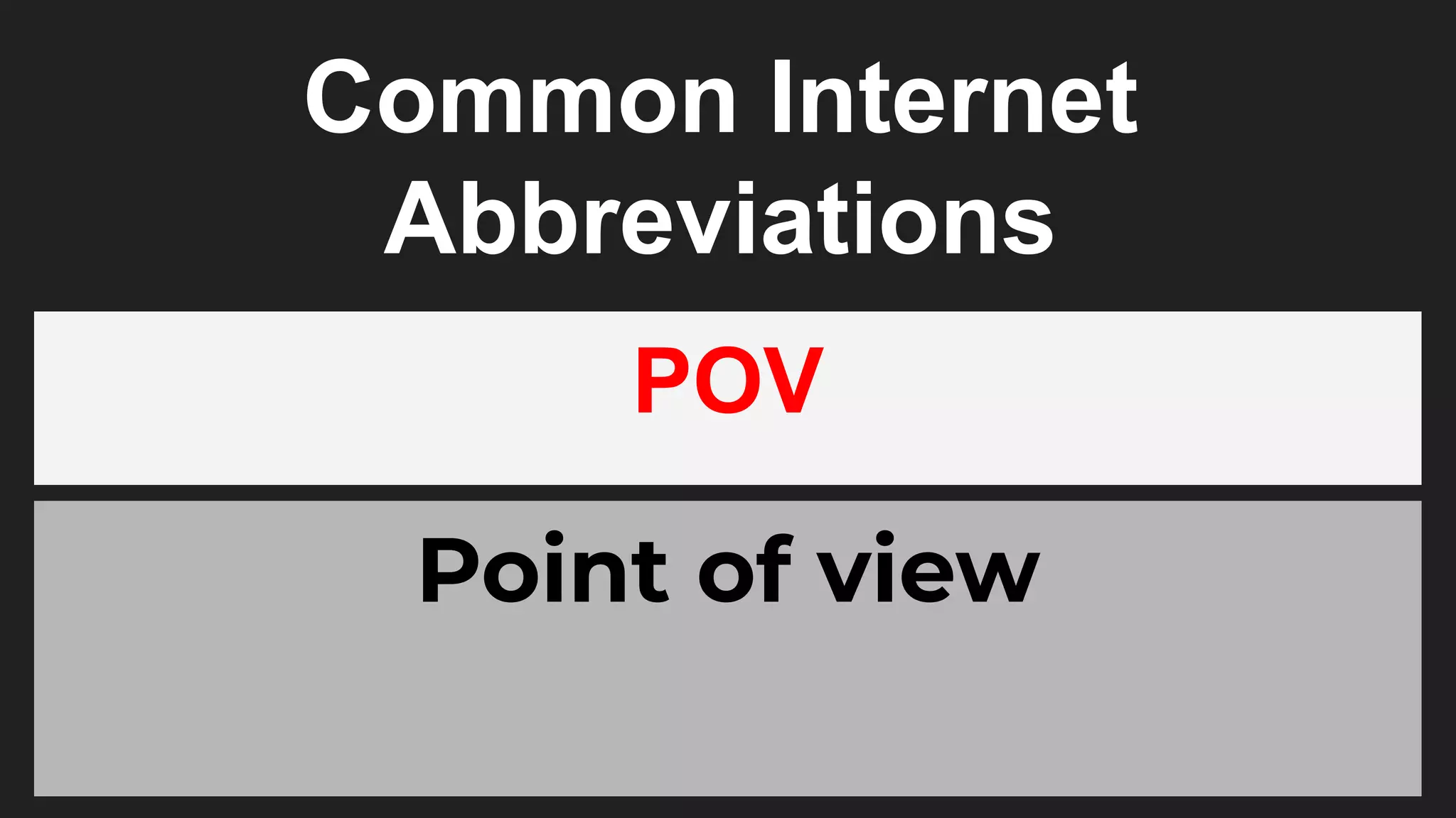 Common Internet
Abbreviations
POV
Point of view
 