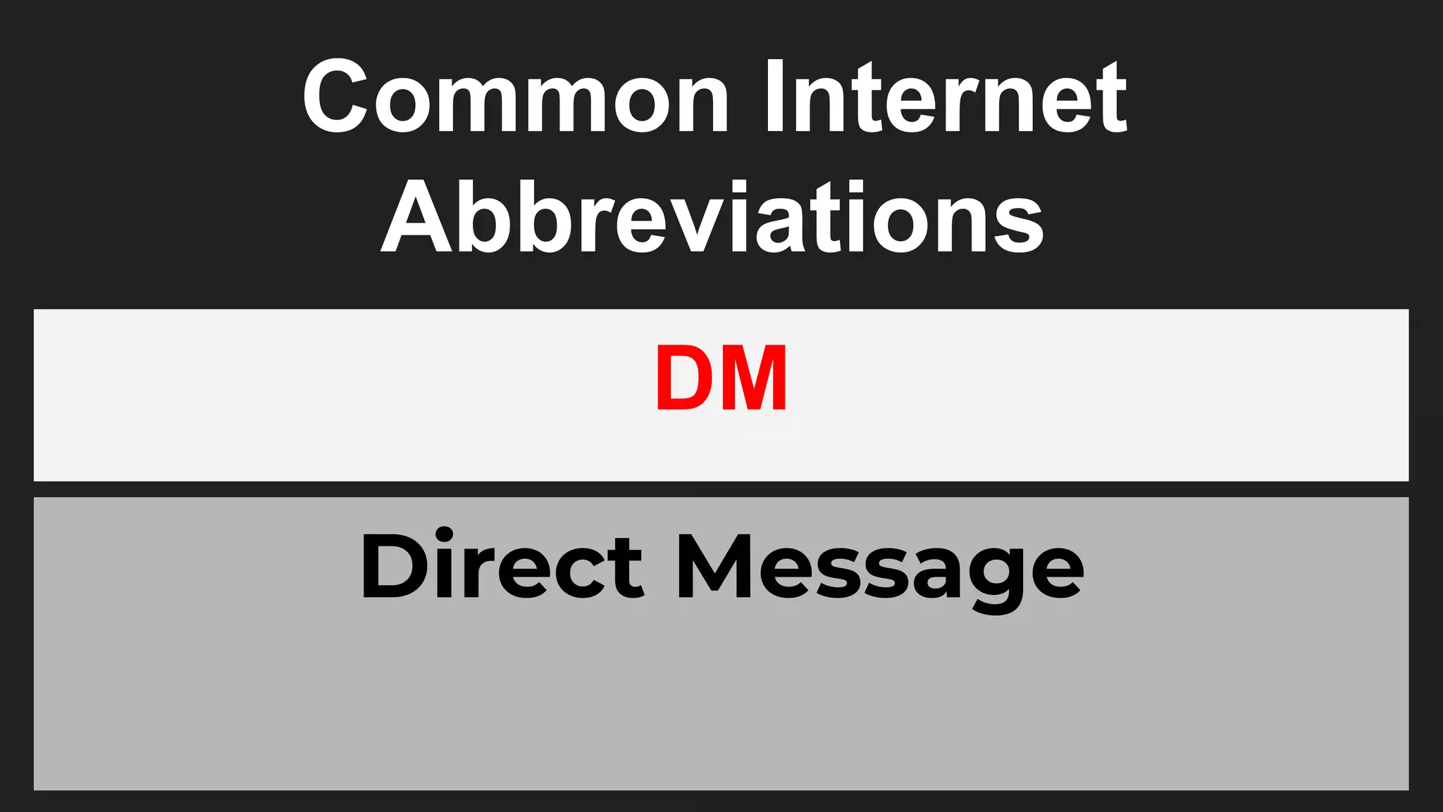 Common Internet
Abbreviations
DM
Direct Message
 