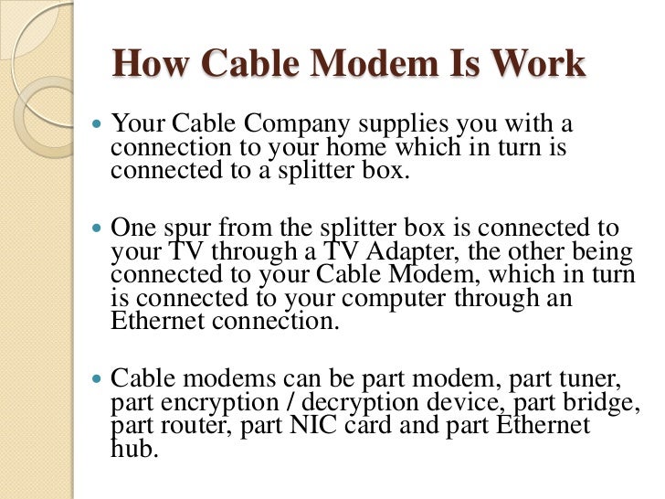 internet access via cable tv network ppt how cable modem works