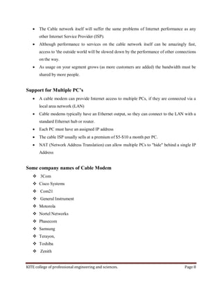 Internet access via cable tv network seminar byupender | PDF