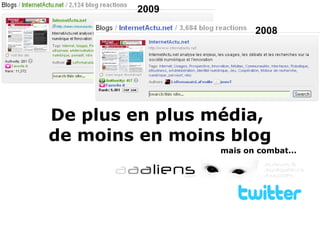 De plus en plus média,  de moins en moins blog 2009 2008 mais on combat... 
